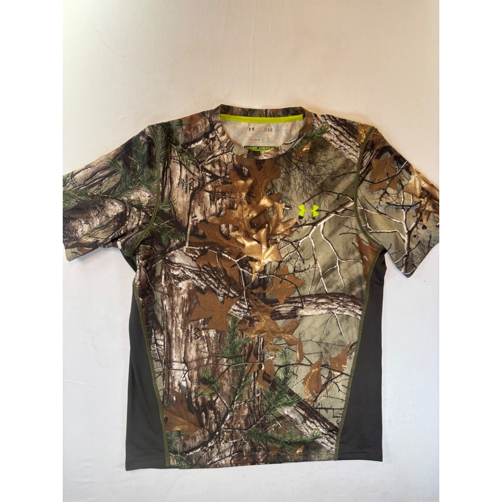 Under Armour HeatGear Scent Control Camo Hunting Shirt Mens Large Short Sleeve